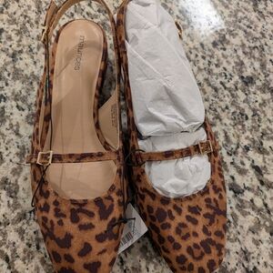 Maurices Brown Leopard Slingback Flats